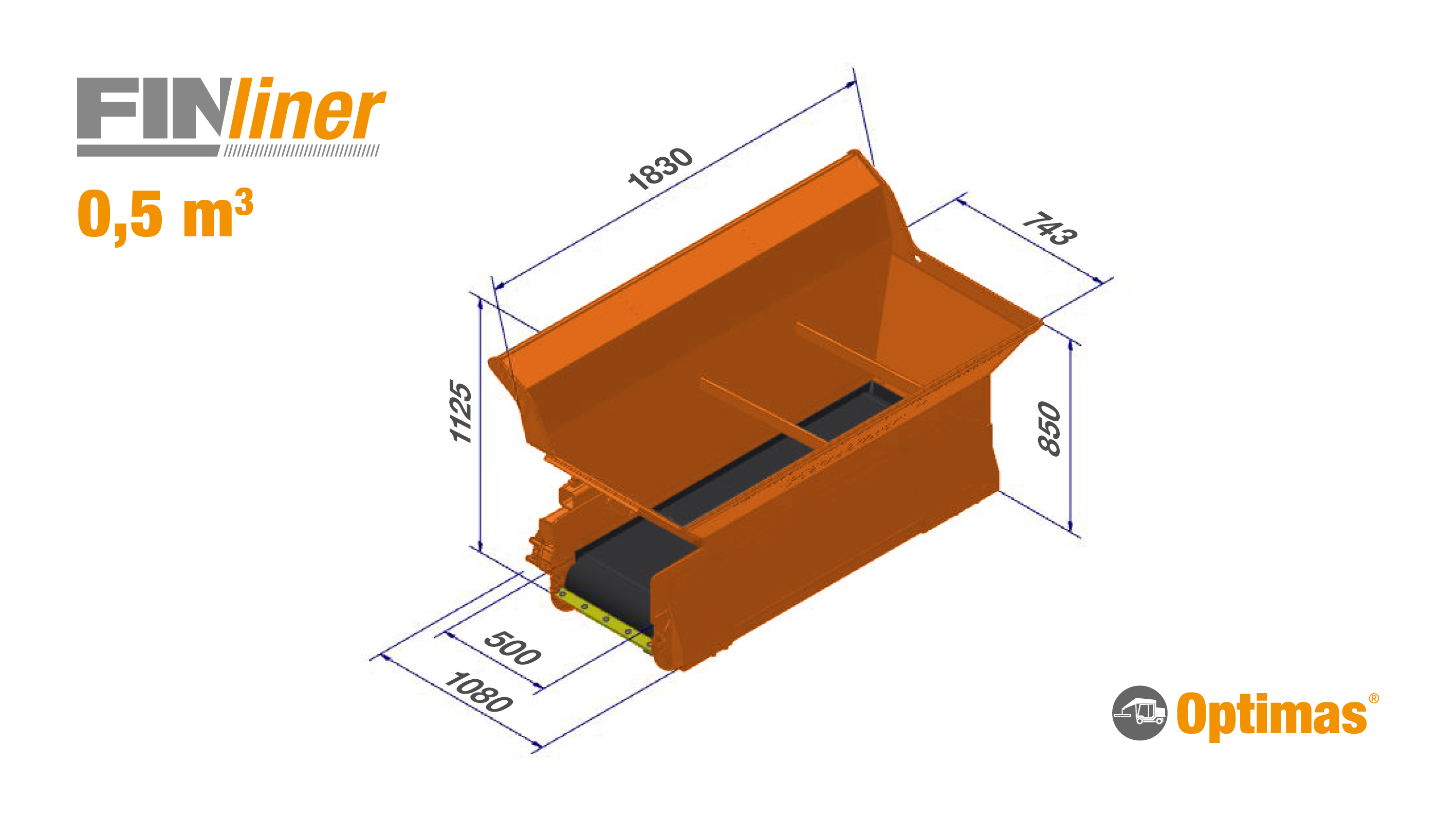 Side-shoot bucket "Finliner" 0,5 m³/1,0 m³ + 1,4 m³