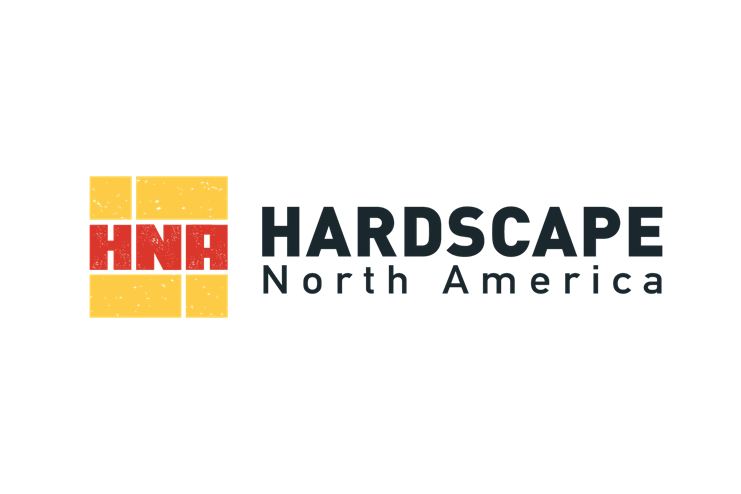 Logo of Hardscape North America featuring bold text and a yellow and red graphic design – Optimas.